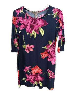 Alexandra & Oak size M navy/pink floral sheath dress business party Flirty